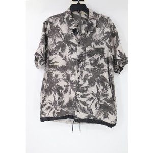 Kazuyuki kumagai attachment men 4 short sleeve button up palm print linen cotton